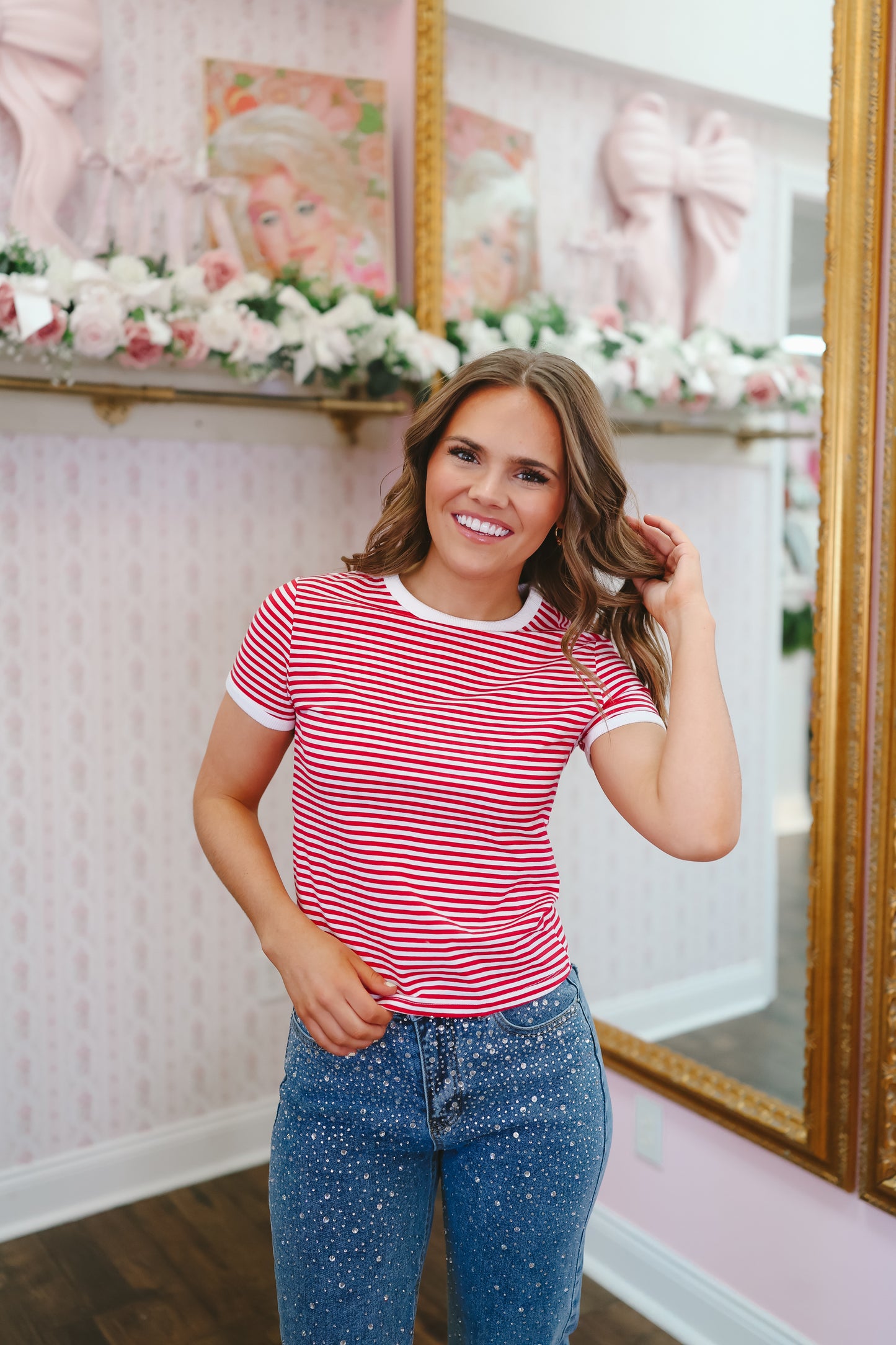 Layla Striped Top - Red