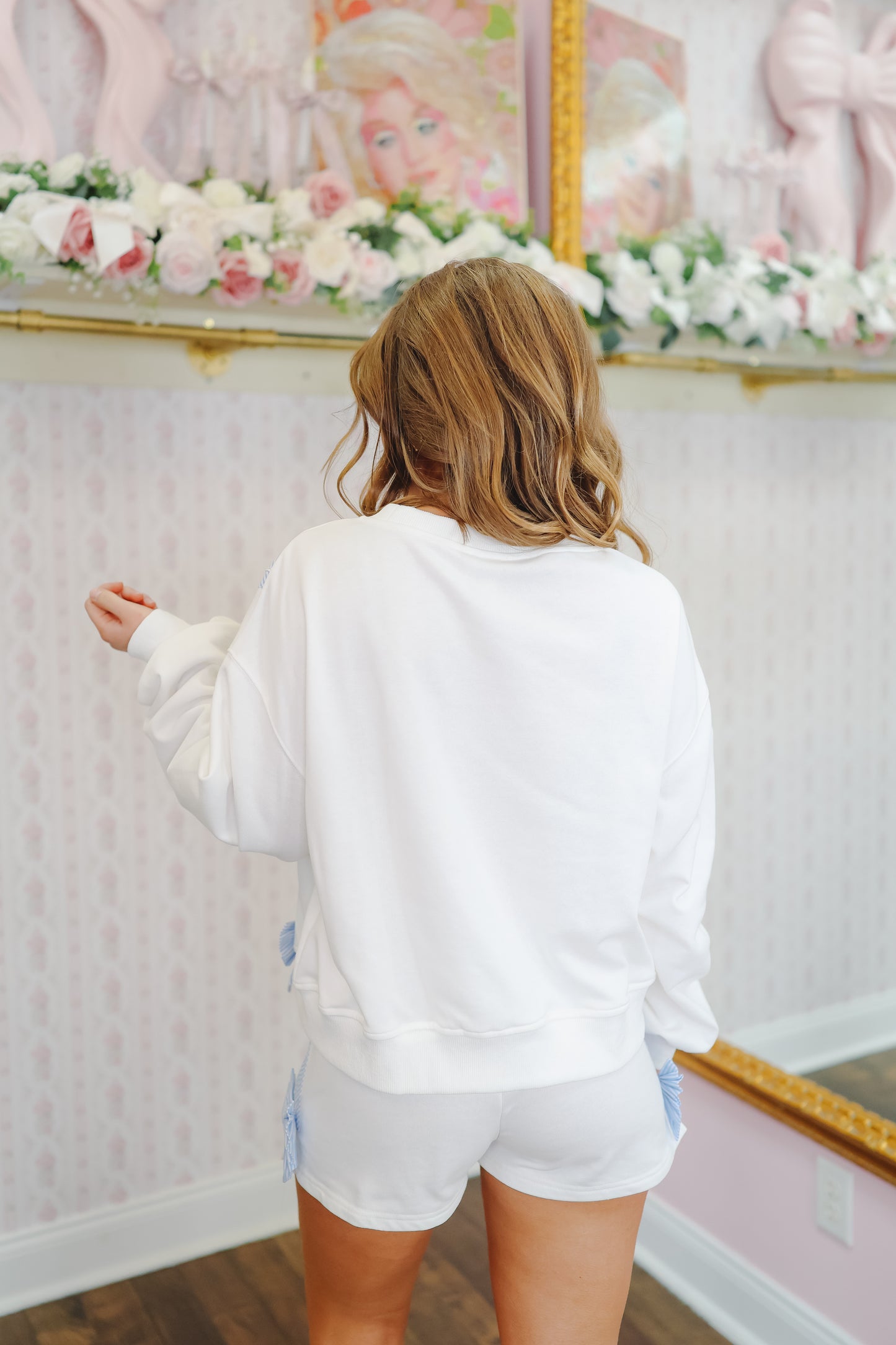 Kim Striped Bow Short Set - Blue