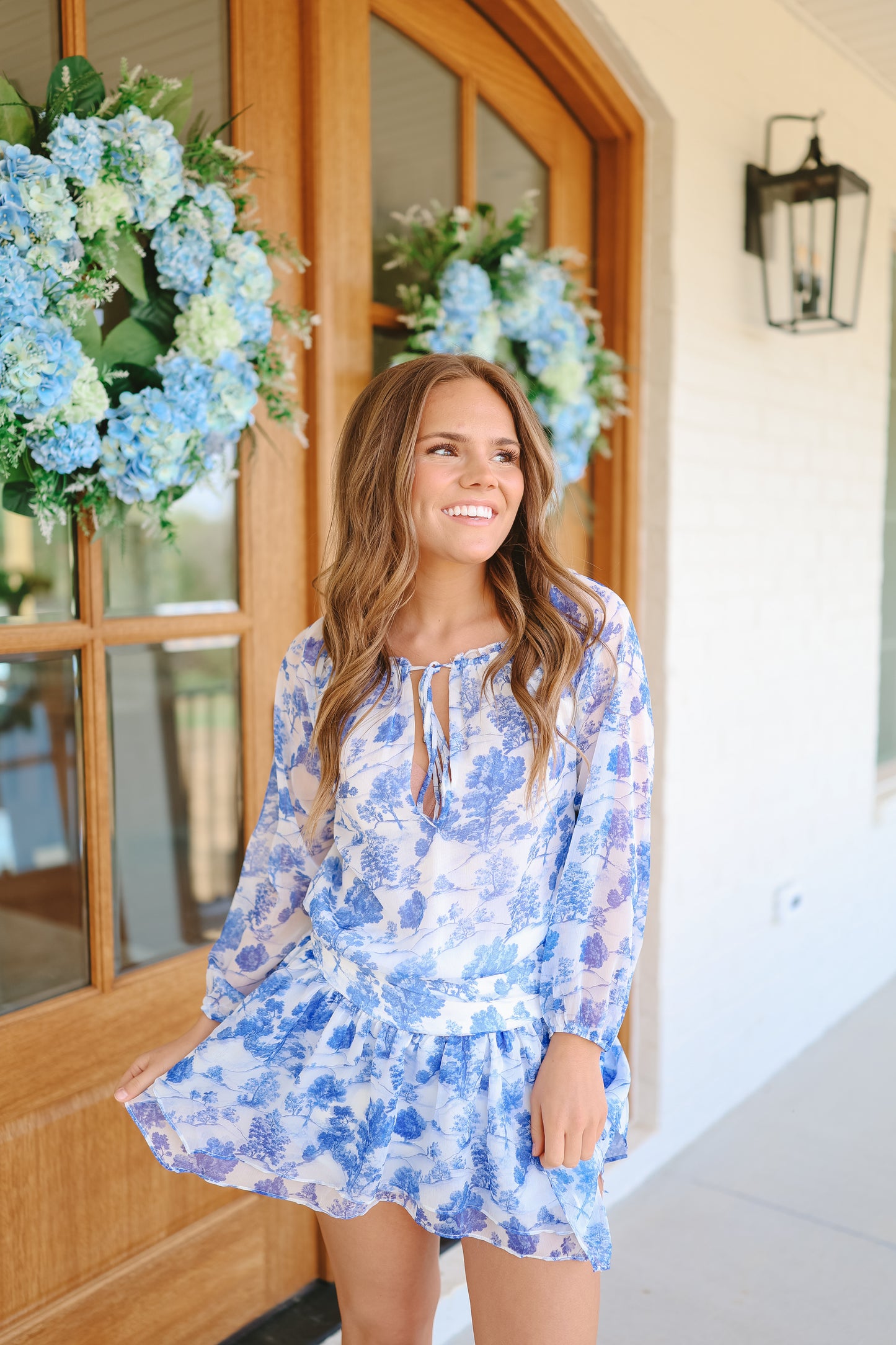 Celia Forest Print Dress - Blue