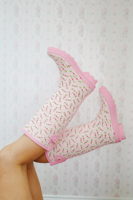 Devin Floral Rainboots - Pink