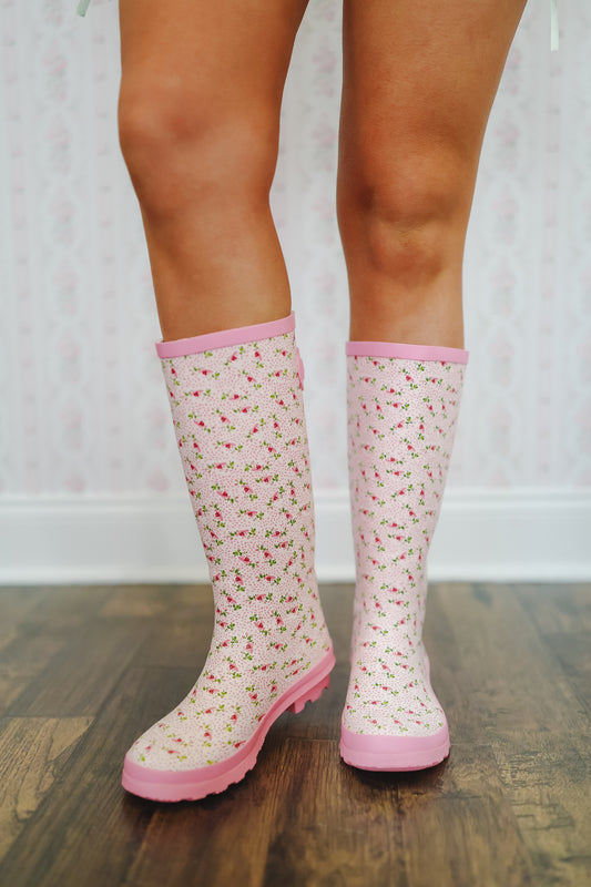 Devin Floral Rainboots - Pink