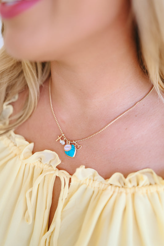 Love & Faith Charm Necklace - Turquoise