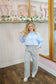 Brooke Pearl Bow Embroidered Pullover - Blue