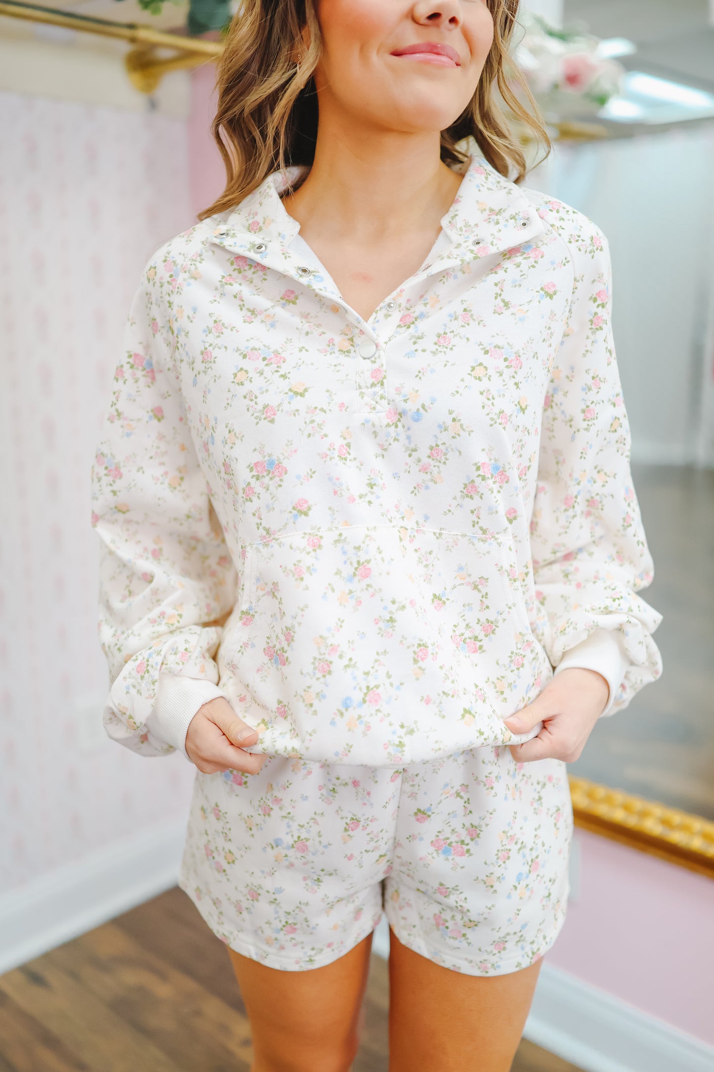 Abby Floral Lounge Set - Ivory