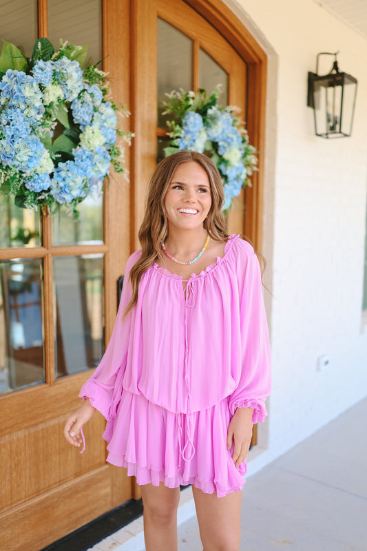 Kaycey Chiffon Dress - Taffy Pink