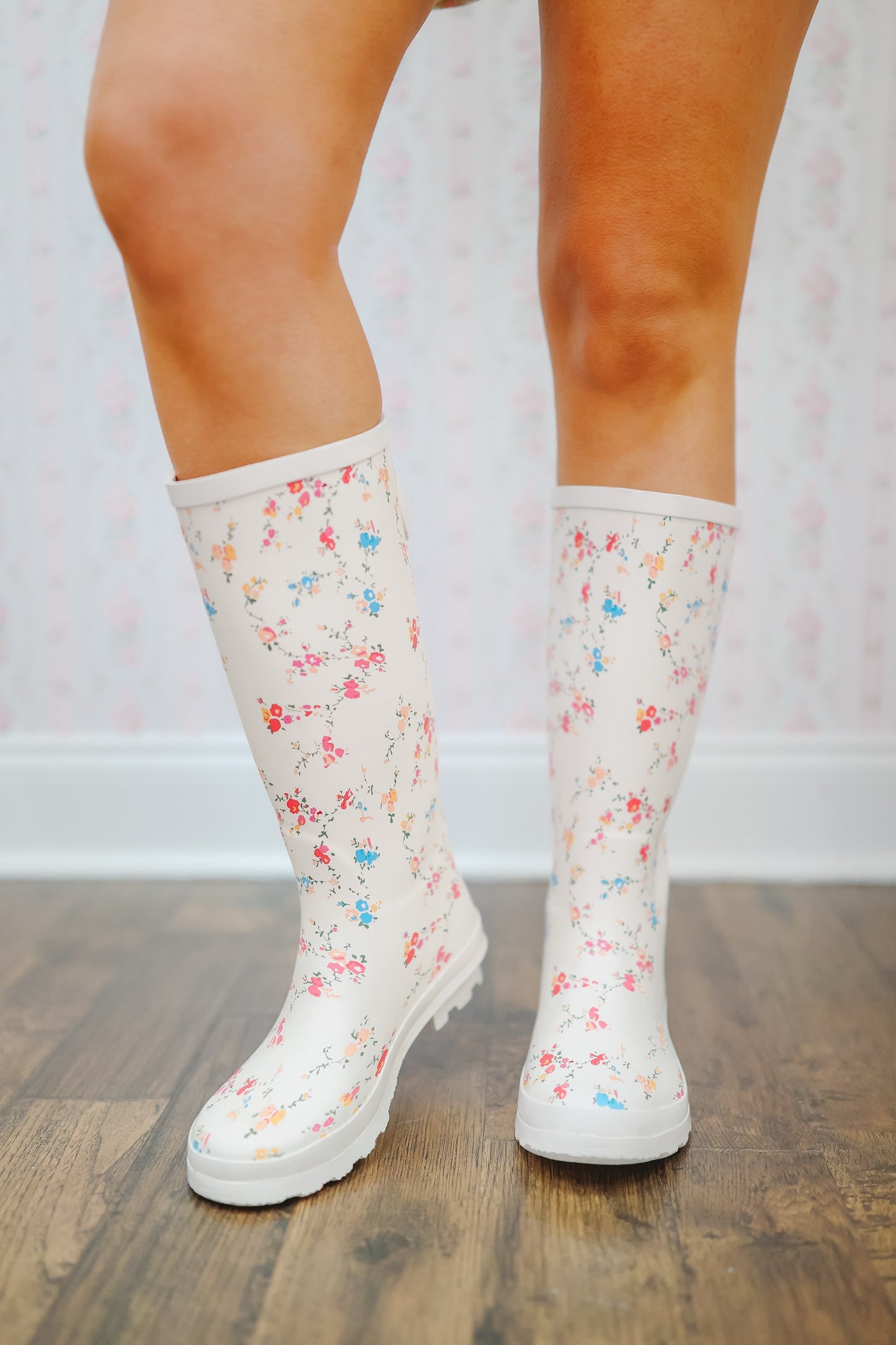 Devin Floral Rainboots - White