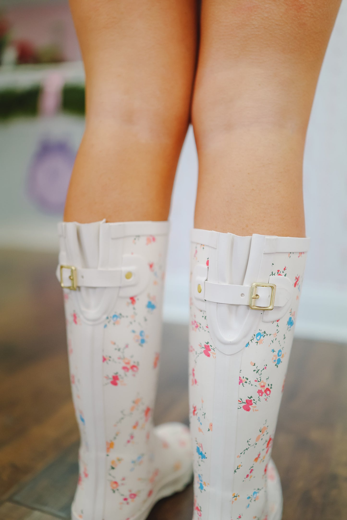 Devin Floral Rainboots - White