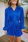 Traci Collared Button Down Romper - Blue