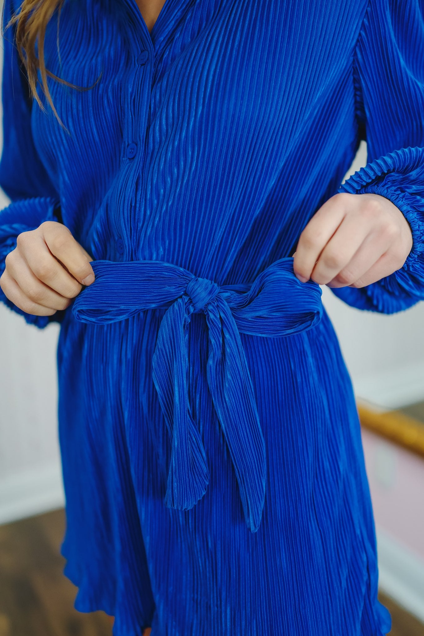 Traci Collared Button Down Romper - Blue