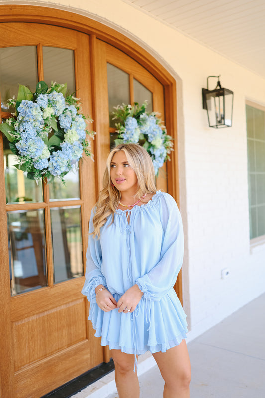 Kaycey Chiffon Dress - Baby Blue