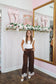 Joelle Satin Polka Dot Lace Wide Leg Pants - Brown