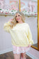 Lisa Embroidered Lace Bow Pullover - Light Yellow