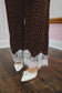 Joelle Satin Polka Dot Lace Wide Leg Pants - Brown