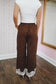 Joelle Satin Polka Dot Lace Wide Leg Pants - Brown