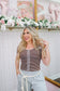 Brandy Stripe Button Up Top - Brown/White