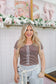 Brandy Stripe Button Up Top - Brown/White