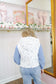 Oaklee Ditsy Floral Quilted Puffer Vest - Off White/Blue