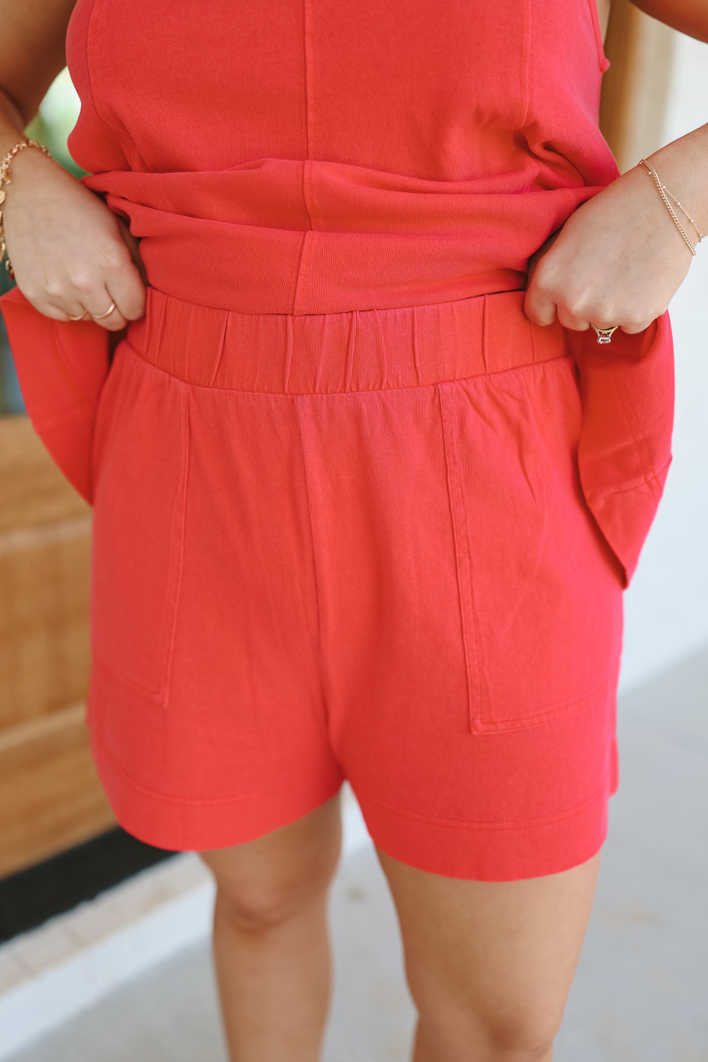 Marissa Knit Tank & Short Set - Red