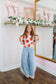 Lena Wide Leg Tulip Hem Crochet Jeans - Light Wash