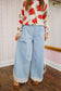 Lena Wide Leg Tulip Hem Crochet Jeans - Light Wash