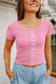Brandy Stripe Button Up Top - Pink/White
