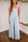 Journey Wide Leg Ruffle Hem Denim Overalls - Light Wash