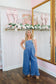 Journey Wide Leg Ruffle Hem Denim Overalls - Medium Wash