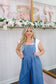 Journey Wide Leg Ruffle Hem Denim Overalls - Medium Wash