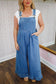 Journey Wide Leg Ruffle Hem Denim Overalls - Medium Wash