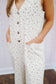 Tatum Floral V-Neck Button Down Jumpsuit - Off White