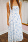 Linda Floral Corset Midi Dress - Blue