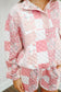 Sabrina Patchwork Quilted Pullover & Shorts Set - Pink