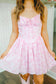Josie Bow Print Lace Dress - Pink