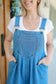 Journey Wide Leg Ruffle Hem Denim Overalls - Medium Wash