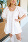 Elsie Bubble Sleeve Polka Dot Romper - Cream/Pink