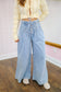 Melanie Button Up Wide Leg Jeans - Light Wash