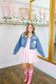 Lottie Crochet Bow & Lace Heart Denim Jacket - Medium Wash