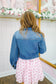 Lottie Crochet Bow & Lace Heart Denim Jacket - Medium Wash