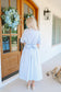 Rosalina Seersucker Striped Bow Back Midi Dress - Lt. Blue/White