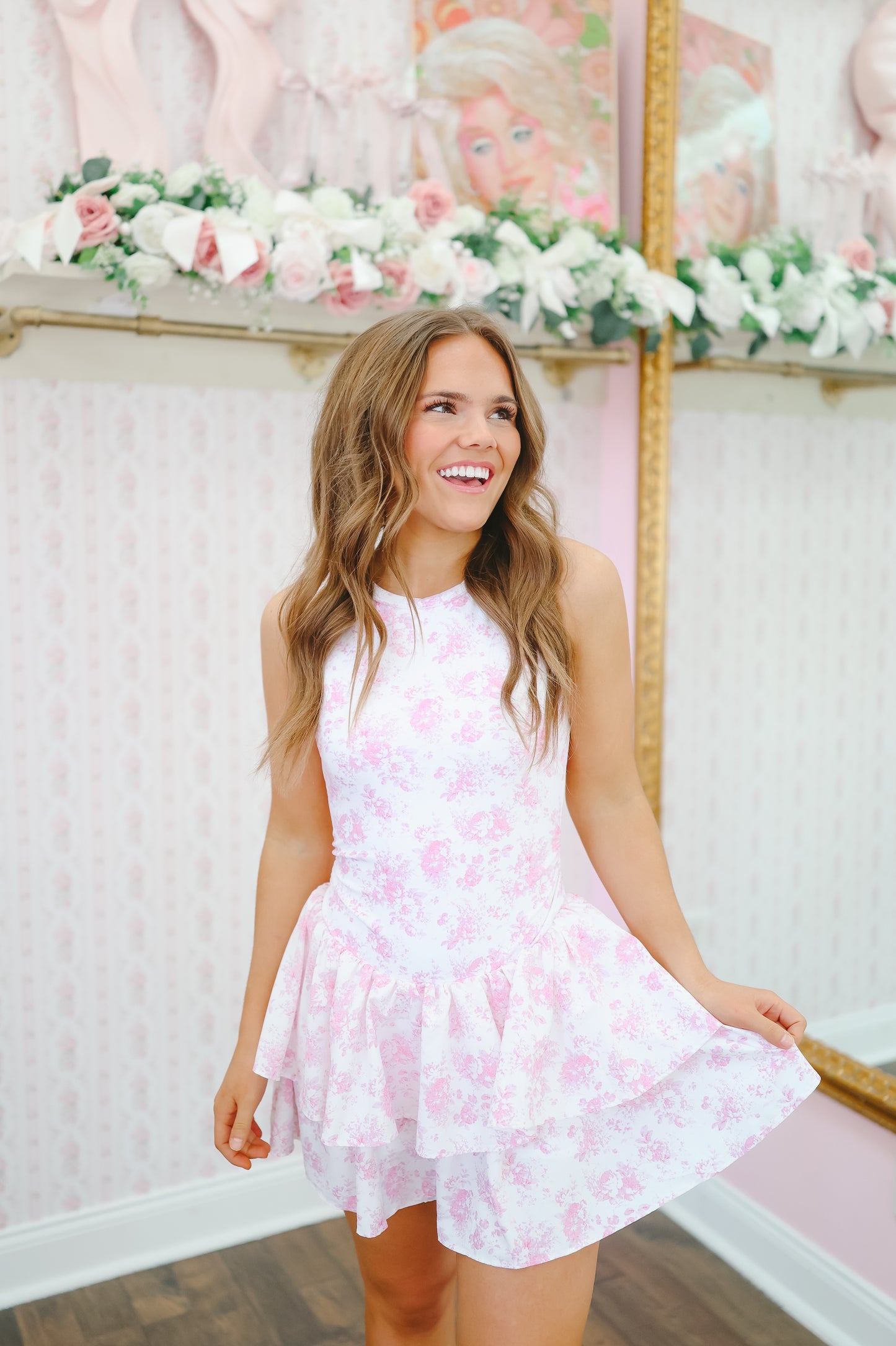 PREORDER: Allie Floral Active Romper - Pink