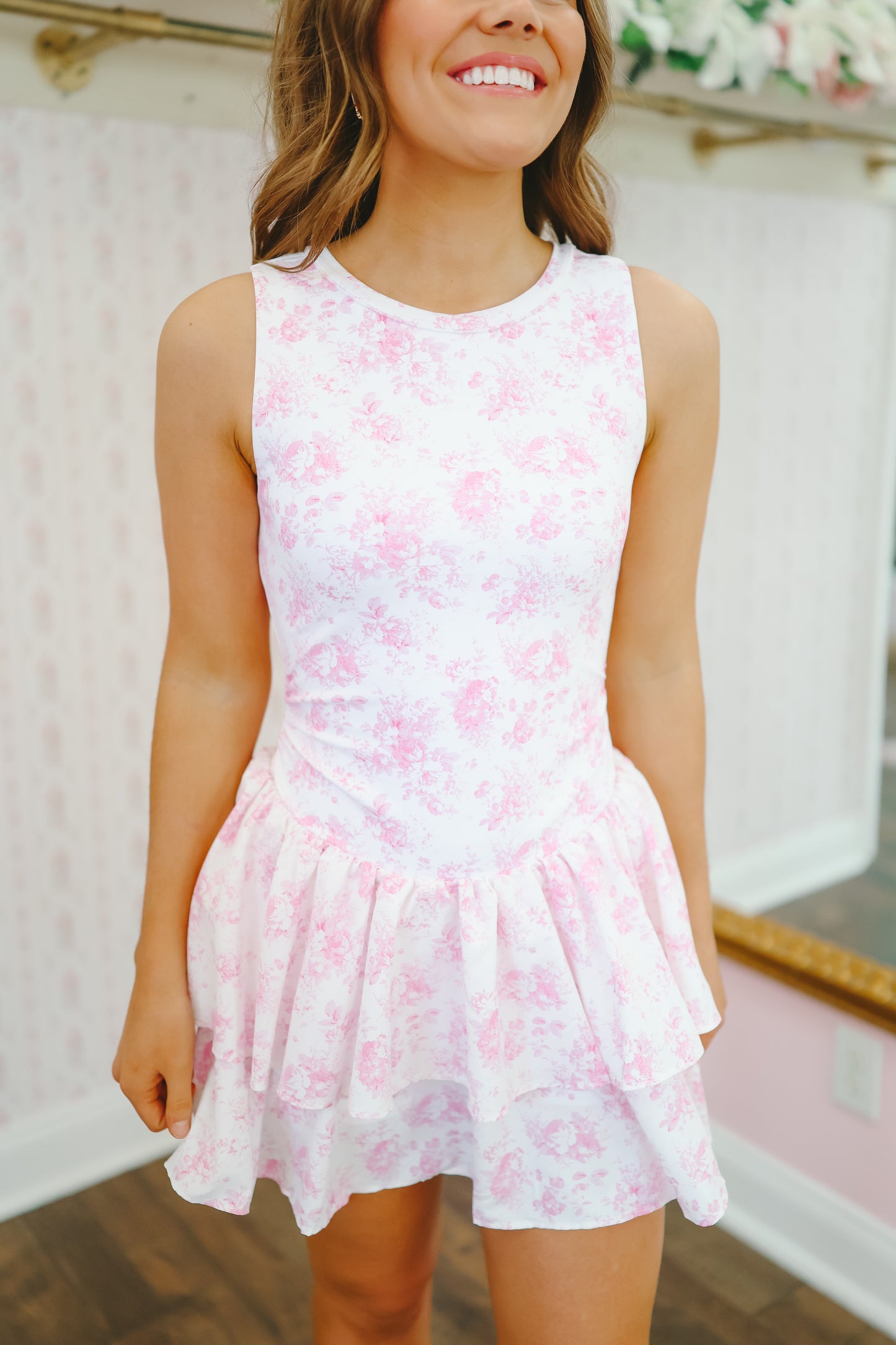 PREORDER: Allie Floral Active Romper - Pink