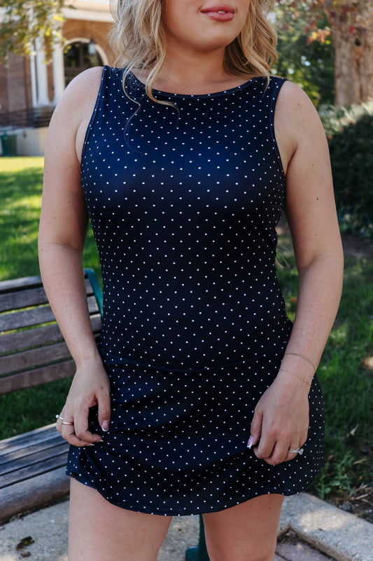 Kacey Polka Dot Drop Waist Dress - Black