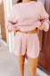 Joanna Lace Trim Waffle Knit Set - Pink