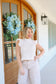 Izabella Floral Smocked Ruffle Sleeve Back Bow Top - Off White