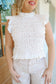 Izabella Floral Smocked Ruffle Sleeve Back Bow Top - Off White
