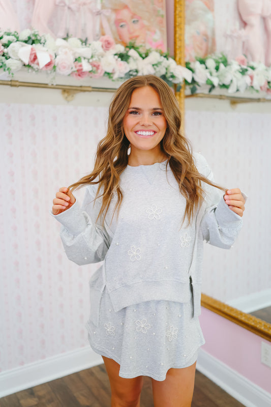 Hanes Pearl Floral Skort Set - Heather Grey