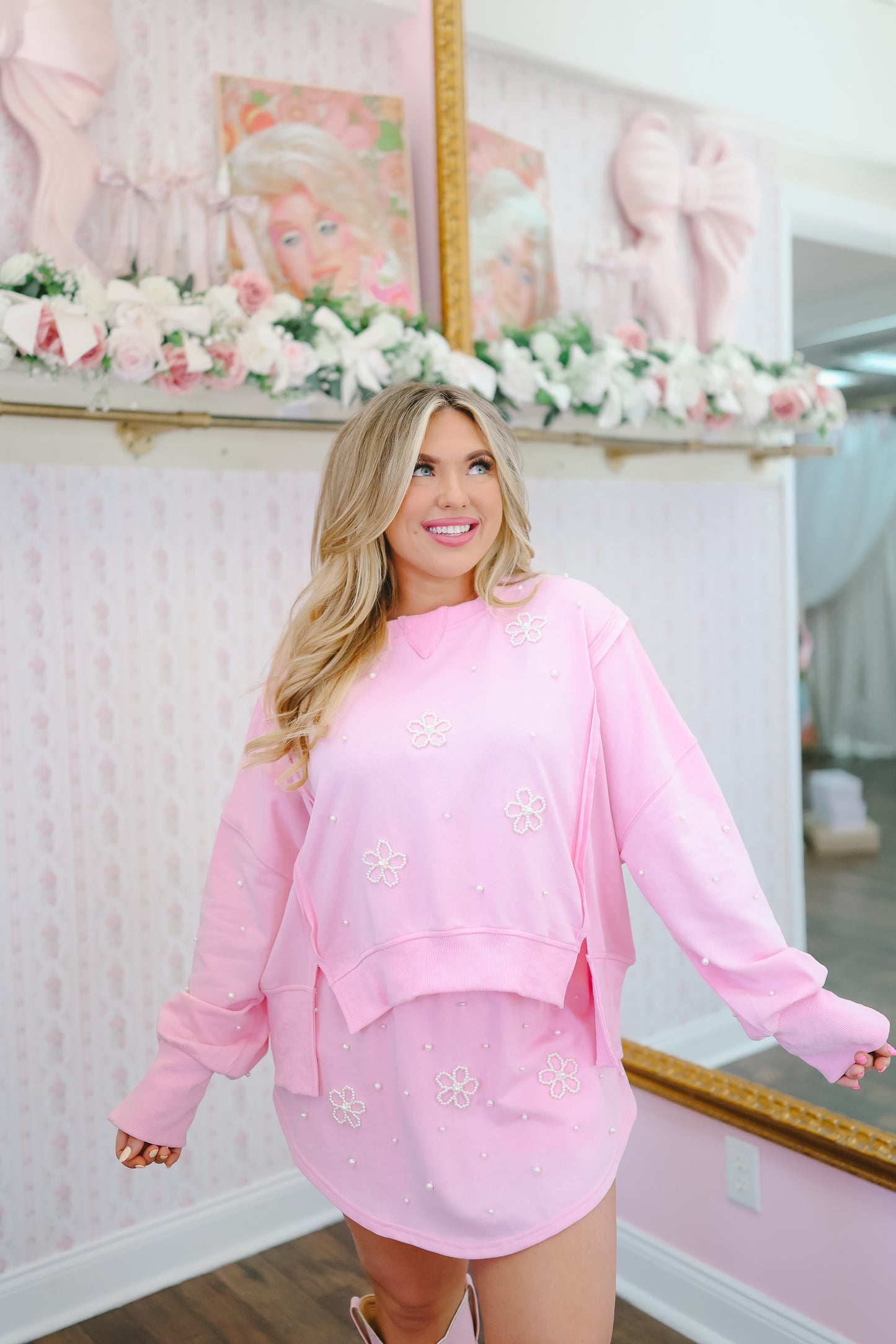 Hanes Pearl Floral Skort Set - Pink