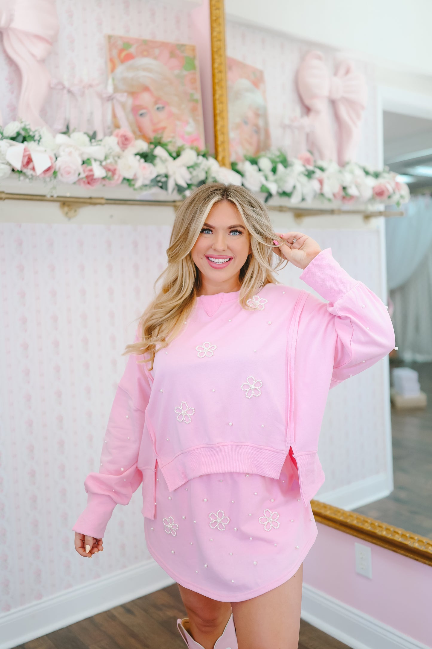 Hanes Pearl Floral Skort Set - Pink