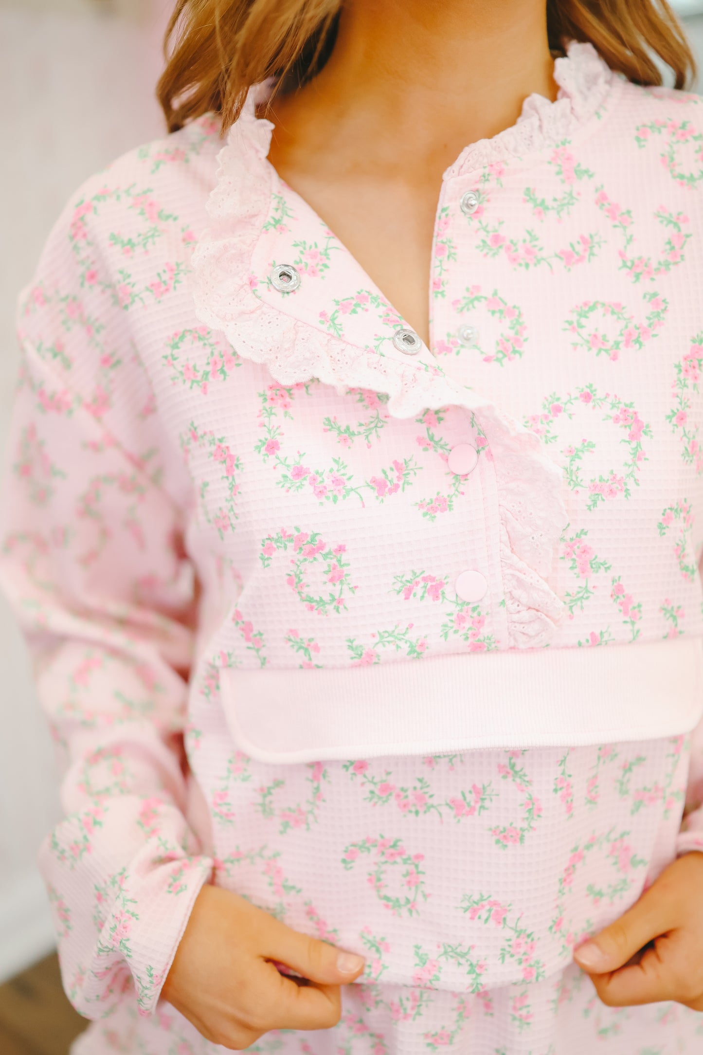 Salida Floral Ruffle Waffle Knit Skort Set - Pink