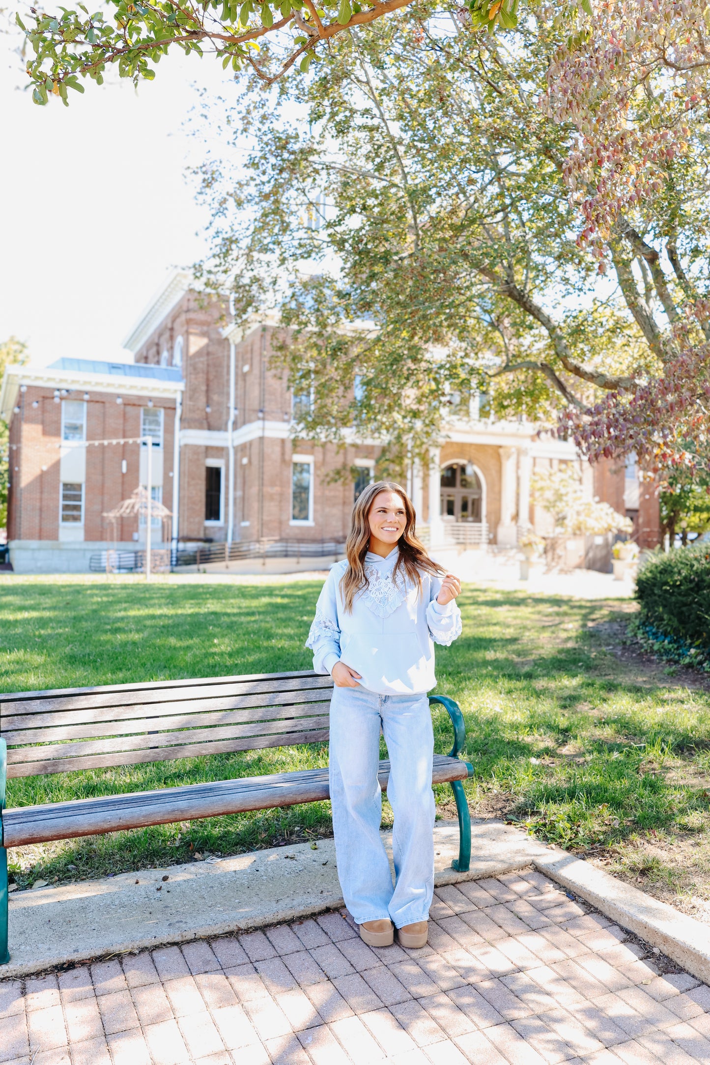 Emma Rose Lace Ruffle Hoodie - Blue